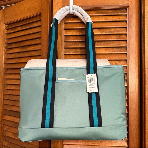 NWT Coach Ellis Tote in blue/green with silver hardware - Picture 3 of 10